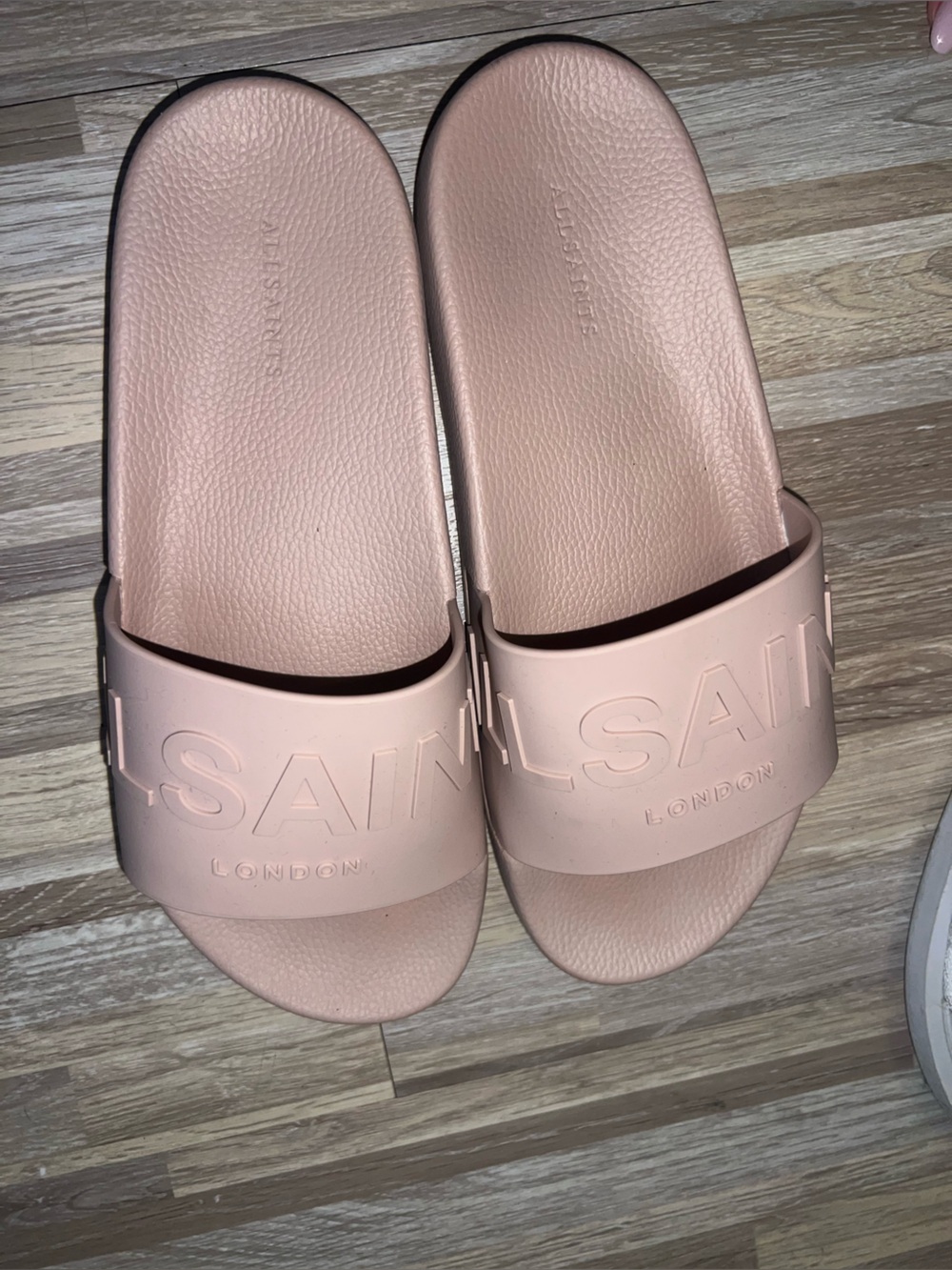 AllSaints Pink Slide Sandals